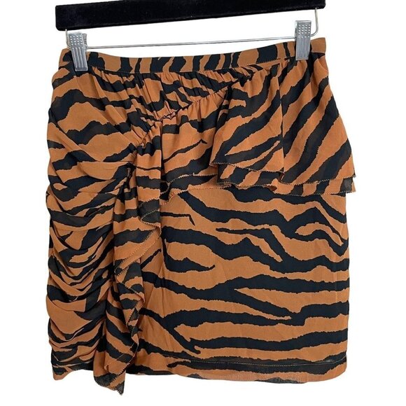 ALLSAINTS Nia Zephyr Zebra‎ Print Ruffle All Saints Miniskirt Size 4 - Picture 3 of 9